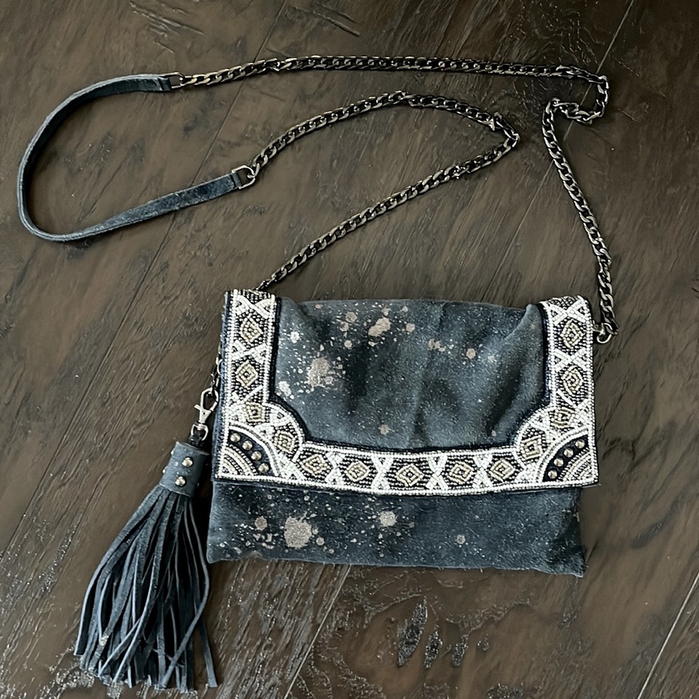 Embellished Black and White Women's Bag
